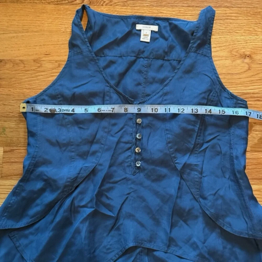 J‎ Crew Blue Tiered Tank Size 2 100% Silk